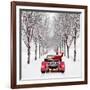 Avenue of Trees with Father Christmas Driving-Ake Lindau and John Daniels-Framed Photographic Print