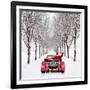 Avenue of Trees with Father Christmas Driving-Ake Lindau and John Daniels-Framed Photographic Print