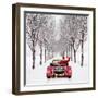 Avenue of Trees with Father Christmas Driving-Ake Lindau and John Daniels-Framed Photographic Print