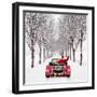 Avenue of Trees with Father Christmas Driving-Ake Lindau and John Daniels-Framed Photographic Print