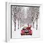 Avenue of Trees with Father Christmas Driving-Ake Lindau and John Daniels-Framed Photographic Print