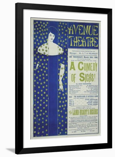 Avenue Theater, a Comedy of Sighs!, 1894-Aubrey Beardsley-Framed Giclee Print