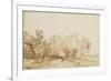 Avenue with a Footpath and a Farmhouse on the Left-Rembrandt van Rijn-Framed Giclee Print