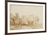 Avenue with a Footpath and a Farmhouse on the Left-Rembrandt van Rijn-Framed Giclee Print