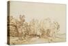 Avenue with a Footpath and a Farmhouse on the Left-Rembrandt van Rijn-Stretched Canvas