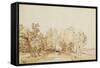 Avenue with a Footpath and a Farmhouse on the Left-Rembrandt van Rijn-Framed Stretched Canvas