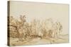 Avenue with a Footpath and a Farmhouse on the Left-Rembrandt van Rijn-Stretched Canvas