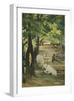 Avenue with Oxen and Stonebreaker-Giovanni Fattori-Framed Giclee Print