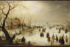 A Winter River Landscape with Figures on the Ice-Avercamp-Giclee Print