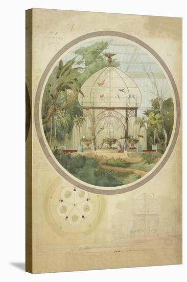 Aviary in a Winter Garden-Adrien Chancel-Stretched Canvas