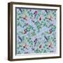 Aviary Small Scroll Periwinkle-Bill Jackson-Framed Giclee Print