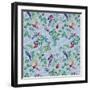 Aviary Small Scroll Periwinkle-Bill Jackson-Framed Giclee Print