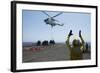 Aviation Boatswain's Mate Directs an SA-330J Puma Helicopter-null-Framed Photographic Print