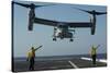 Aviation Boatswain's Mates Direct an MV-22 Osprey as it Launches from the Flight Deck-null-Stretched Canvas