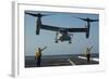 Aviation Boatswain's Mates Direct an MV-22 Osprey as it Launches from the Flight Deck-null-Framed Photographic Print