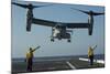 Aviation Boatswain's Mates Direct an MV-22 Osprey as it Launches from the Flight Deck-null-Mounted Photographic Print