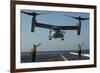 Aviation Boatswain's Mates Direct an MV-22 Osprey as it Launches from the Flight Deck-null-Framed Photographic Print