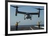 Aviation Boatswain's Mates Direct an MV-22 Osprey as it Launches from the Flight Deck-null-Framed Photographic Print