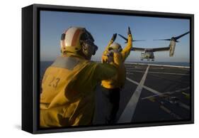 Aviation Boatswain's Mates Direct an MV-22 Osprey on the Flight Deck-null-Framed Stretched Canvas