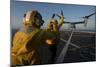 Aviation Boatswain's Mates Direct an MV-22 Osprey on the Flight Deck-null-Mounted Premium Photographic Print