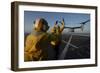 Aviation Boatswain's Mates Direct an MV-22 Osprey on the Flight Deck-null-Framed Photographic Print
