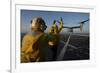 Aviation Boatswain's Mates Direct an MV-22 Osprey on the Flight Deck-null-Framed Photographic Print