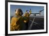 Aviation Boatswain's Mates Direct an MV-22 Osprey on the Flight Deck-null-Framed Photographic Print