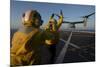 Aviation Boatswain's Mates Direct an MV-22 Osprey on the Flight Deck-null-Mounted Photographic Print