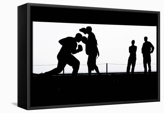 Aviation Boatswain's Mates Practice Boxing in the Hangar Bay-null-Framed Stretched Canvas