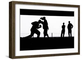 Aviation Boatswain's Mates Practice Boxing in the Hangar Bay-null-Framed Photographic Print