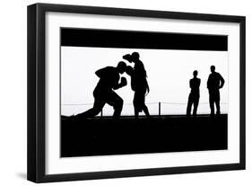 Aviation Boatswain's Mates Practice Boxing in the Hangar Bay-null-Framed Photographic Print