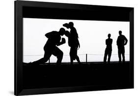 Aviation Boatswain's Mates Practice Boxing in the Hangar Bay-null-Framed Photographic Print