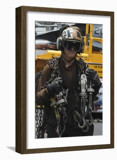 Aviation Machinist's Mate Carrying Chains-null-Framed Photographic Print