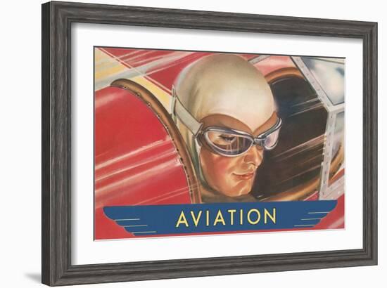 Aviatrix in Goggles-null-Framed Art Print