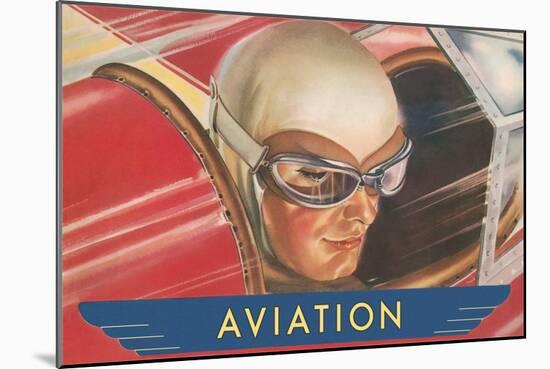 Aviatrix in Goggles-null-Mounted Art Print