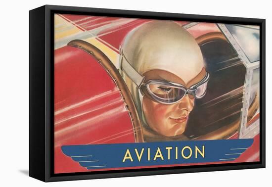 Aviatrix in Goggles-null-Framed Stretched Canvas