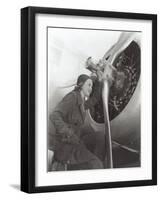 Aviatrix with Prop Engine-null-Framed Art Print