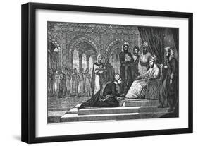 Avicenna (980-1037) Kneeling Down Himself in Front of Governor of Isfahan, 19th Century-null-Framed Giclee Print