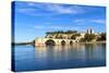 Avignon Bridge with Popes Palace, Pont Saint-Benezet, Provence, France-Zechal-Stretched Canvas