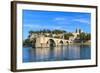 Avignon Bridge with Popes Palace, Pont Saint-Benezet, Provence, France-Zechal-Framed Photographic Print