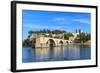 Avignon Bridge with Popes Palace, Pont Saint-Benezet, Provence, France-Zechal-Framed Photographic Print