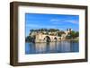 Avignon Bridge with Popes Palace, Pont Saint-Benezet, Provence, France-Zechal-Framed Photographic Print