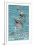 Avila Beach, CA - Dolphins-Lantern Press-Framed Art Print