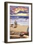 Avila Beach, CA - Sunset Beach Scene-Lantern Press-Framed Art Print