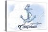 Avila Beach, California - Anchor - Blue - Coastal Icon-Lantern Press-Stretched Canvas