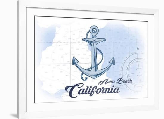 Avila Beach, California - Anchor - Blue - Coastal Icon-Lantern Press-Framed Premium Giclee Print