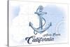 Avila Beach, California - Anchor - Blue - Coastal Icon-Lantern Press-Stretched Canvas