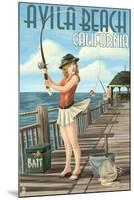 Avila Beach, California - Fishing Pinup Girl-Lantern Press-Mounted Art Print