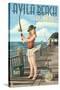 Avila Beach, California - Fishing Pinup Girl-Lantern Press-Stretched Canvas