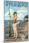 Avila Beach, California - Fishing Pinup Girl-Lantern Press-Mounted Art Print